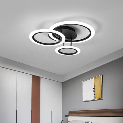 LED chandelier with remote control BETTY 41W, 3 Circles, Cold/Warm/Neutral light, Dimmable, Black