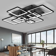 LED chandelier with remote control ELLA 203W, 8 Squares, Cold/Warm/Neutral light, Dimmable, Black