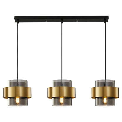 Suspended Chandelier LC855/3LGY, 3XE27, Adjustable Height, Glass and Metal