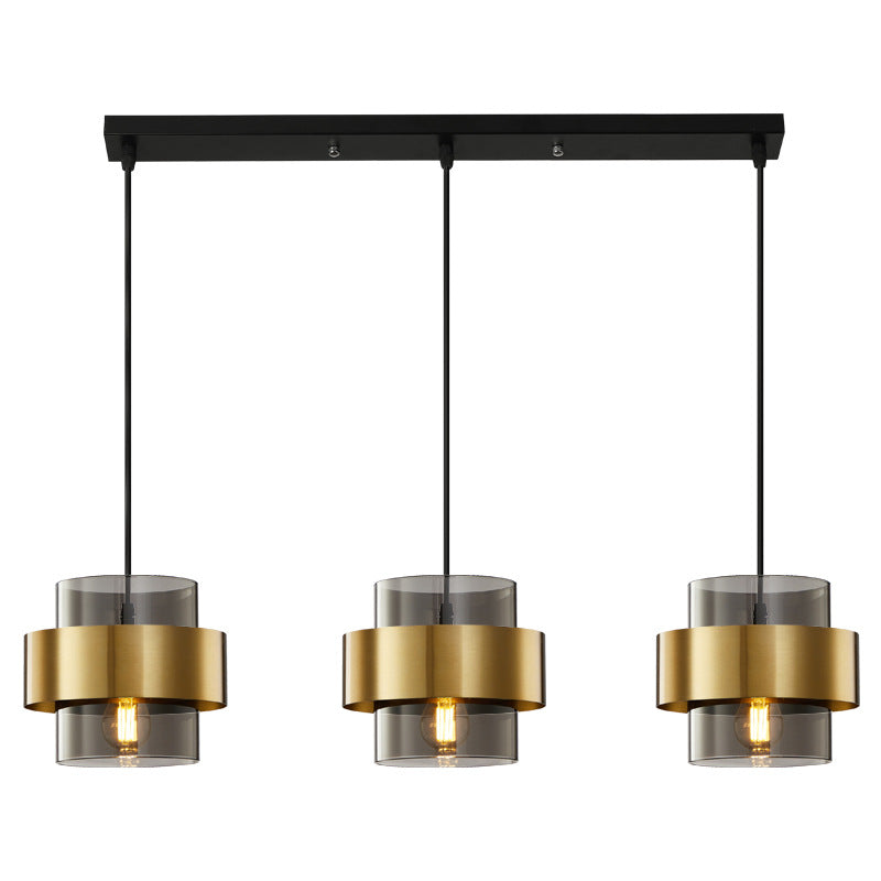 Suspended Chandelier LC855/3LGY, 3XE27, Adjustable Height, Glass and Metal