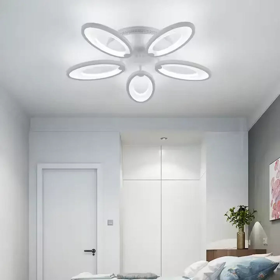 LED Chandelier with Remote Control SUNFLOWER 54W 5 Elements Cold/Warm/Neutral Light Dimmable White