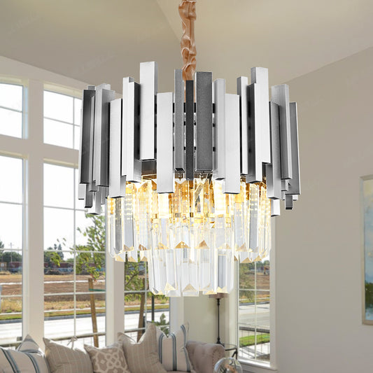 BLOIS Petito Crystal Chandelier 3xE14, Diameter 30cm, Silver, Adjustable Height