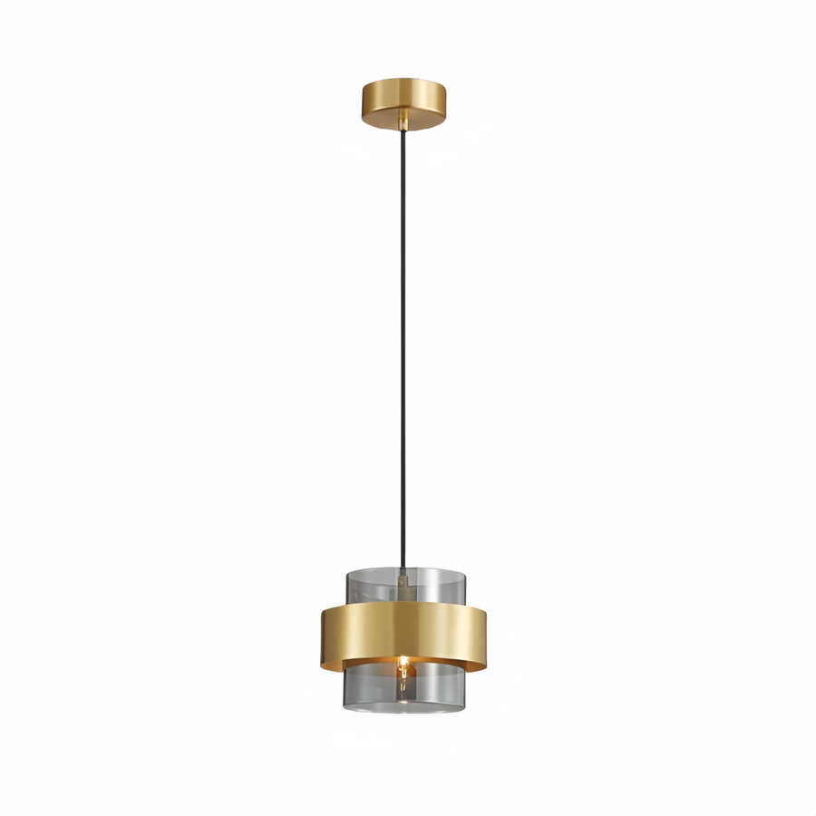 Suspended Chandelier LC855/1GY, 1XE27, Adjustable Height, Glass and Metal
