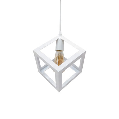 Cube Shape Chandelier, STRUKTUR Linear Trio, 3x E27, White, Metal