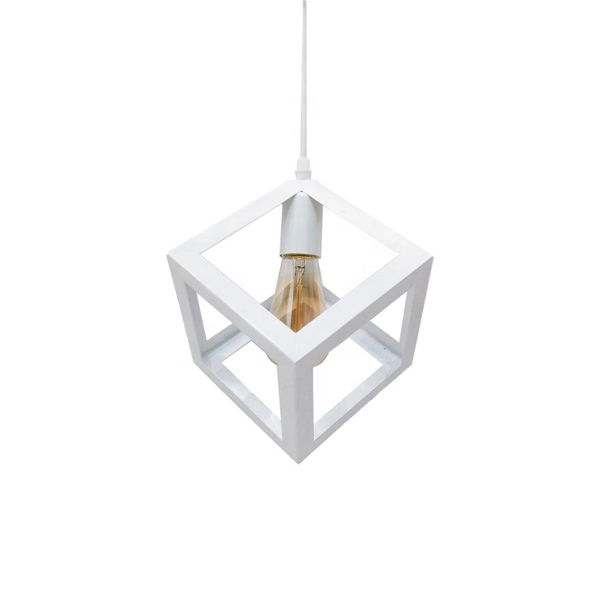 Cube Shape Chandelier, STRUKTUR Linear Trio, 3x E27, White, Metal