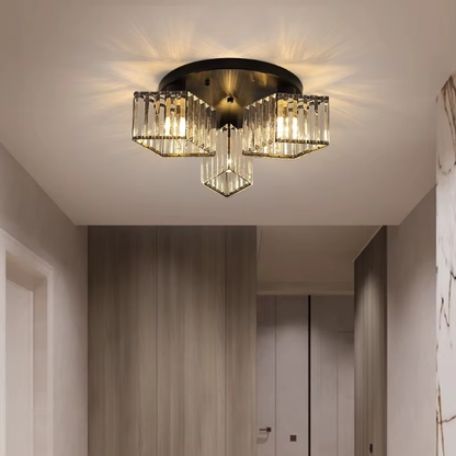 Sasha Modern Classic Chandelier, LC117/3BK, 3x E27, Metal and Crystal, Black, Lampshade