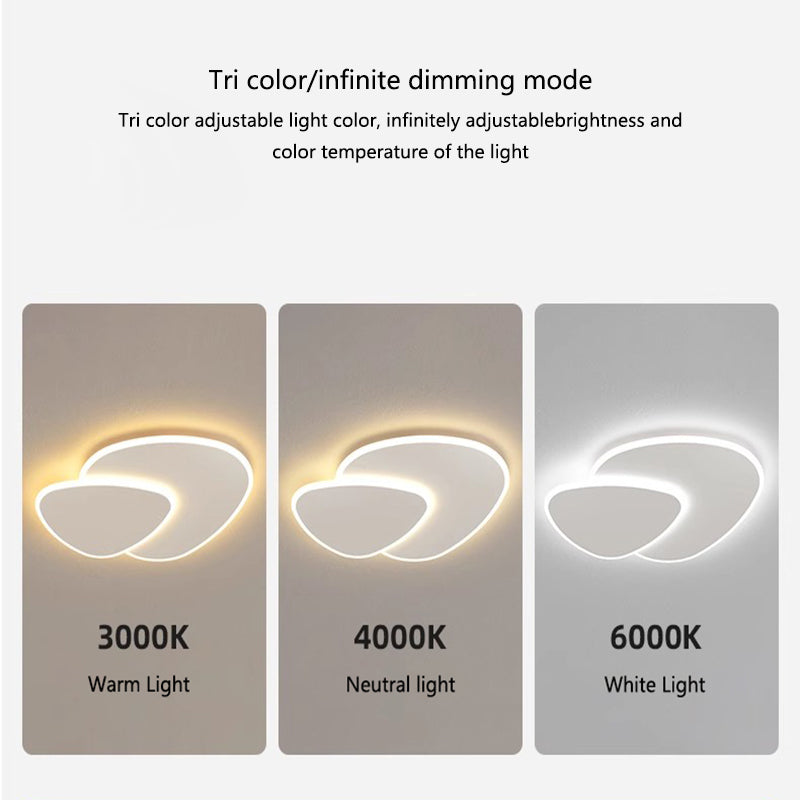 LED chandelier with remote control light, 98W, oval, cold/hot/neutral light, unstable, white