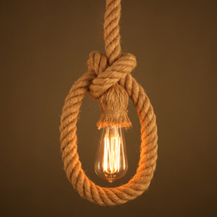 Harper Vintage Chandelier, 1xE27, Rustic Barn, Rope and Metal, 92cm