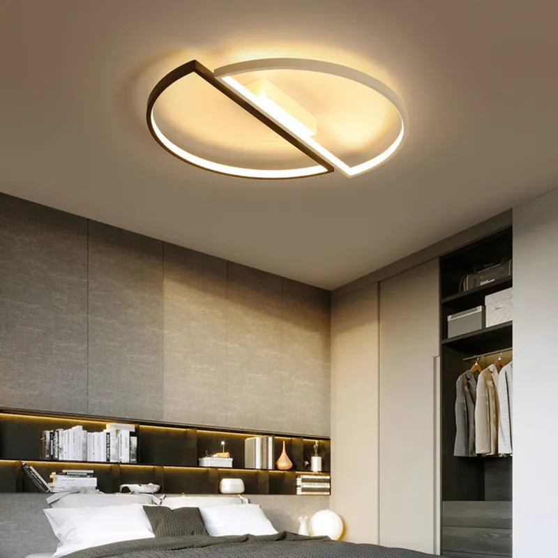 LED Chandelier VECTOR Arcus, Semicircles, 35W, Metallic, Dimmable, Cold/Warm/Neutral Light, Black with White, Modern Design