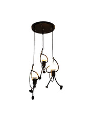 MODERN Chandelier, Pendulum type, FANTASIA, Figurine, 3xE27, Adjustable Height, Black