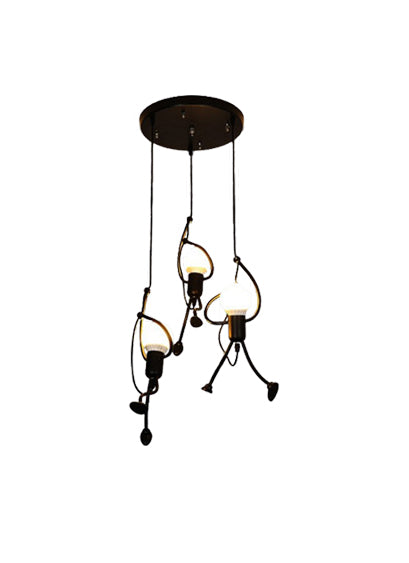 MODERN Chandelier, Pendulum type, FANTASIA, Figurine, 3xE27, Adjustable Height, Black