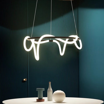 LED Chandelier DIVINO Black 91W with Flexible Silicone Tube, Diameter 60cm - Adjustable Light 3000K/4000K/6000K