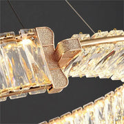 LED Chandelier PRISM Regal, Gold, Metal and Crystal, Dimmable, Adjustable Height, Elegant Design, Cold/Warm/Neutral Light