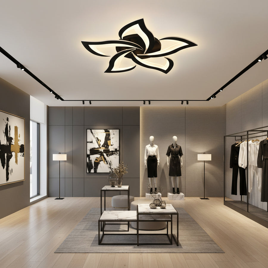 LED Chandelier with Remote Control LT660/5BK, 5 Elements, 54W, Light 3000/4000/6000K, Black, Adjustable Height