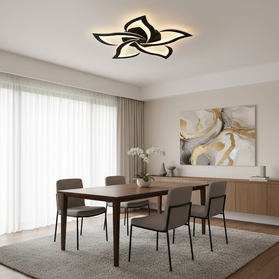 LED Chandelier with Remote Control LT660/5BK, 5 Elements, 54W, Light 3000/4000/6000K, Black, Adjustable Height