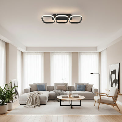 LED Chandelier VERTEX 34W, 3 Squares, Linear, Cold/Warm/Neutral light, Black