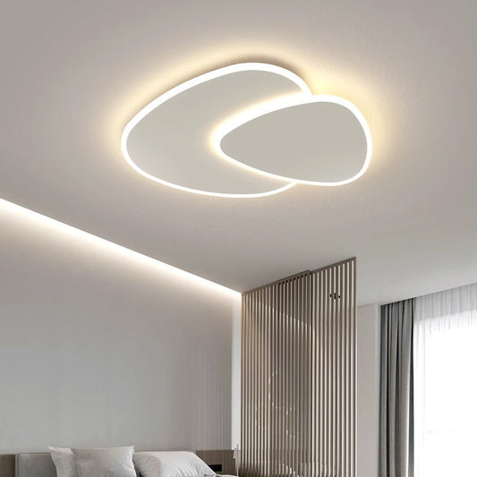 LED chandelier with remote control light, 98W, oval, cold/hot/neutral light, unstable, white
