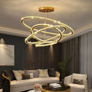 Luminis PRISM LED Chandelier, Crystal and Metal, 4 Circles, Dimmable, Adjustable Height, Cold/Warm/Neutral Light, Luxurious Lighting