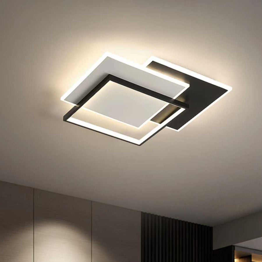 LED chandelier with remote control geometry cubo, 120W, 3 squares, cold/hot/neutral light, unstable, black