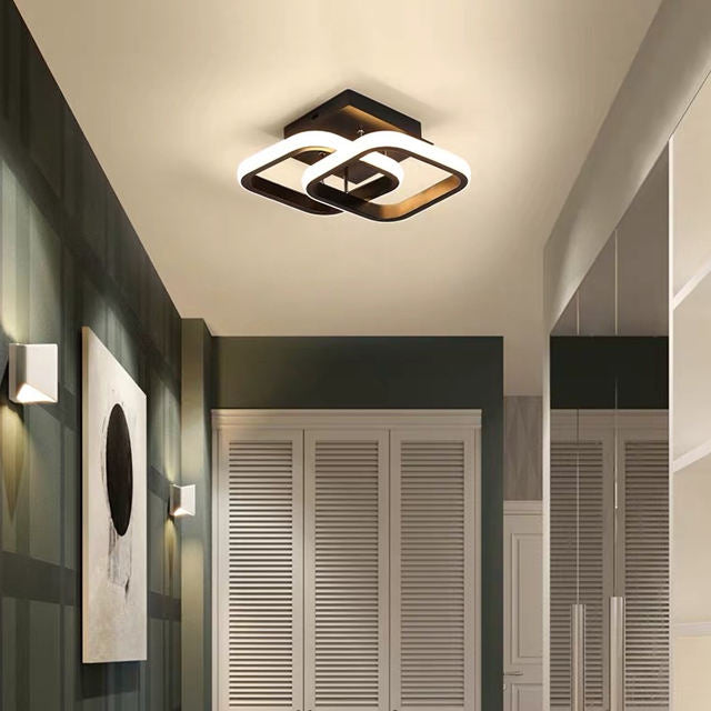 VERTEX Matrix LED Chandelier Overlapping Rhombuses, Metal Frames, 24W, 2 Rhombuses, Cold/Warm/Neutral Light 3000K/4000K/6000K, Black, Metal and Silicon