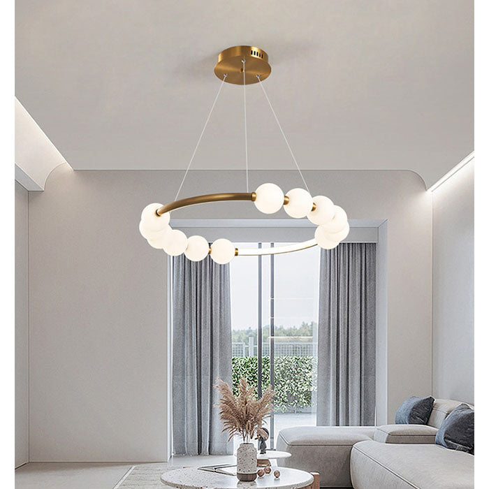 Nova Acrylic LED Pendant Chandelier with Remote Control, Dimmable, 3000K/4000K/6000K, Gold, Metal and Acrylic