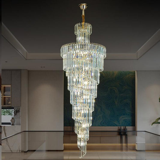WINDSOR Altiora Crystal Chandelier, Diameter 60cm, Height 1800cm, Shiny Gold, Adjustable Height, Elegant Design