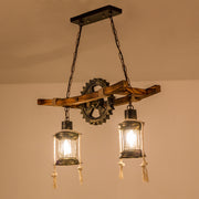 Vintage Rope Chandelier PEDRO, 4 x E27 Dark Wood