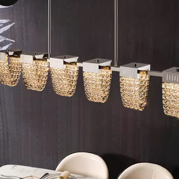 LED Chandelier LLC130/1CH, Crystal and Metal, 31W, 1 Circle, Dimmable, Adjustable Height, Cold/Warm/Neutral Light, Luxurious Lighting