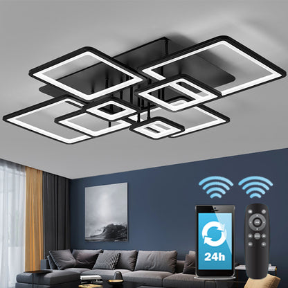LED chandelier with remote control ELLA 203W, 8 Squares, Cold/Warm/Neutral light, Dimmable, Black