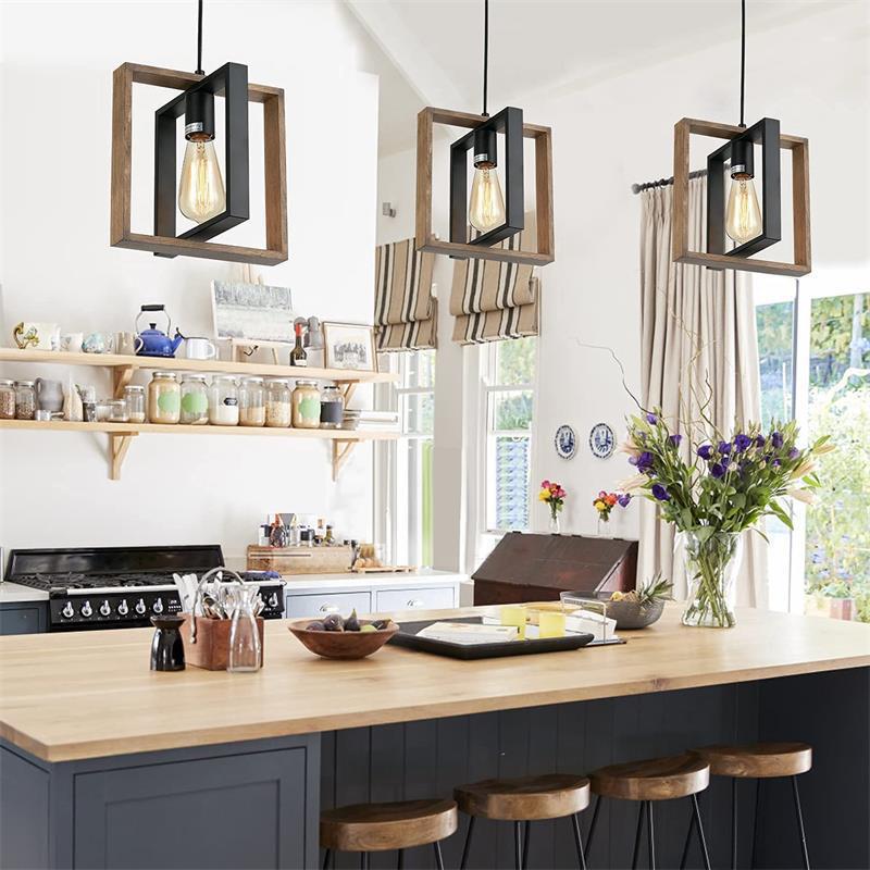Vintage LED Chandelier LV565/4, 12W Rustic Barn, Wood and Metal, 100cm, Black