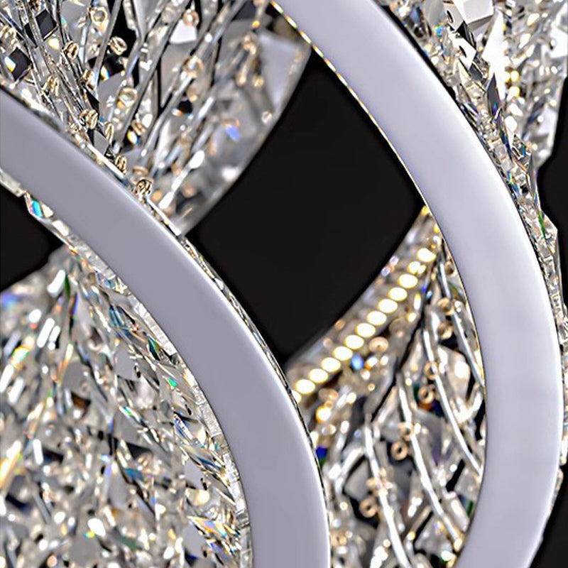 LED Chandelier LLC130/1CH, Crystal and Metal, 31W, 1 Circle, Dimmable, Adjustable Height, Cold/Warm/Neutral Light, Luxurious Lighting