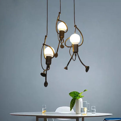 MODERN Chandelier, Pendulum type, FANTASIA, Figurine, 3xE27, Adjustable Height, Black