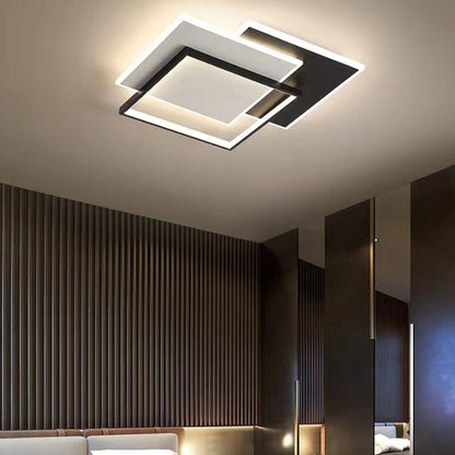 LED chandelier with remote control geometry cubo, 120W, 3 squares, cold/hot/neutral light, unstable, black
