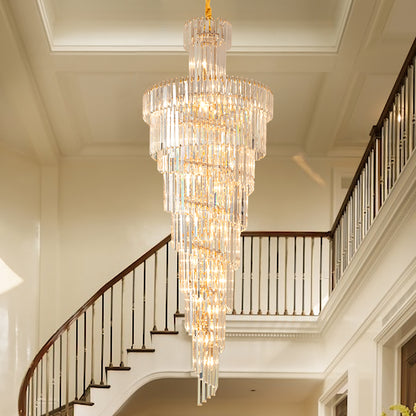 WINDSOR Altiora Crystal Chandelier, Diameter 60cm, Height 1800cm, Shiny Gold, Adjustable Height, Elegant Design