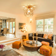 Vera Chandelier, 1*E27, Gold, Metal and Crystal