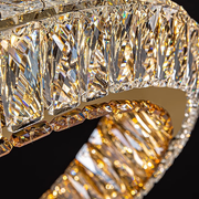 LED Chandelier with Remote Control, LLC132/900X300GD, Crystal and Metal, 80W, 1 Circle, Dimmable, Adjustable Height, Cold/Warm/Neutral Light, Luxurious Lighting