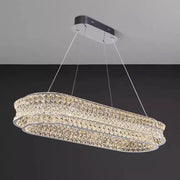 LED Chandelier LLC130/1CH, Crystal and Metal, 31W, 1 Circle, Dimmable, Adjustable Height, Cold/Warm/Neutral Light, Luxurious Lighting