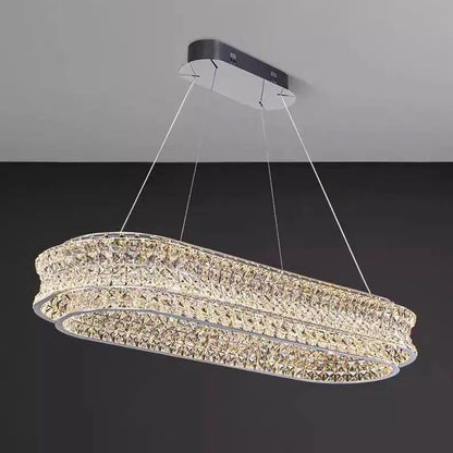 LED Chandelier LLC130/1CH, Crystal and Metal, 31W, 1 Circle, Dimmable, Adjustable Height, Cold/Warm/Neutral Light, Luxurious Lighting