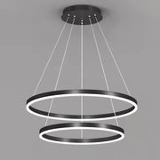 Suspended LED chandelier with remote control CASIANA 41W, 2 Circles, Cold/Warm/Neutral light, Dimmable, Black, Height Adjustable