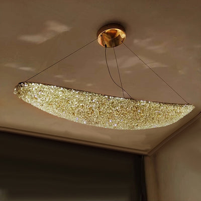 Modern Chandelier with Crystal, PRAGUE, 31W, Length 80 cm, Gold, Adjustable height