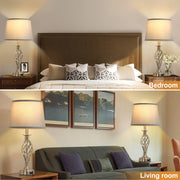 Veioza VZ212WH, 1x E27, Metal and Textile, White and Gold