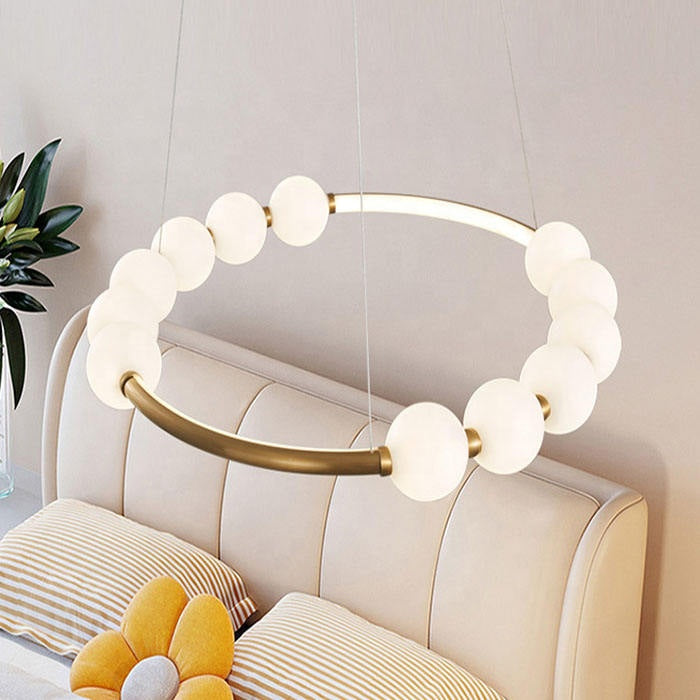 Nova Acrylic LED Pendant Chandelier with Remote Control, Dimmable, 3000K/4000K/6000K, Gold, Metal and Acrylic