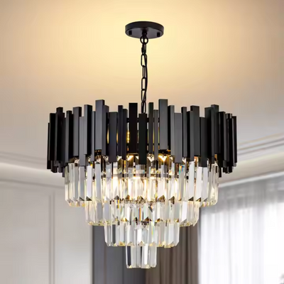 BLOIS Nobile Crystal Chandelier 4xE14, Diameter 40cm, Black, Adjustable Height