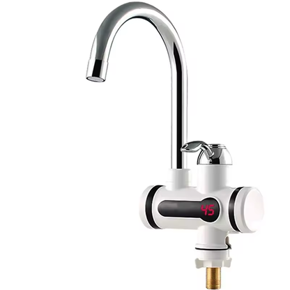 Electric Faucet with Instant Water Heating, LED Temperature Display, Horizontal with Sink/Bathtub Mounting, Power 3000 W, Hot Water 30°C-60°C, White, Z007XDT