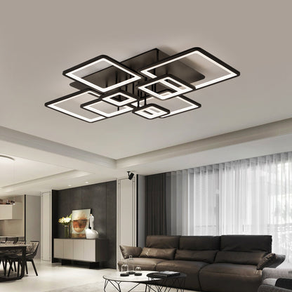 LED chandelier with remote control ELLA 203W, 8 Squares, Cold/Warm/Neutral light, Dimmable, Black