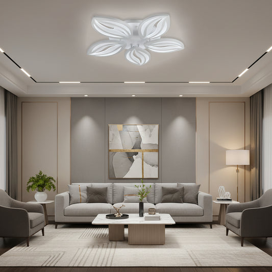LED chandelier with remote control ORCHID 66W, 5 Petals, Cold/Warm/Neutral light, Dimmable, White