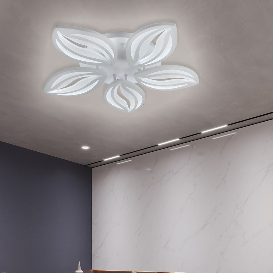 LED chandelier with remote control ORCHID 65W, 5 Petals, Cold/Warm/Neutral light, Dimmable, White