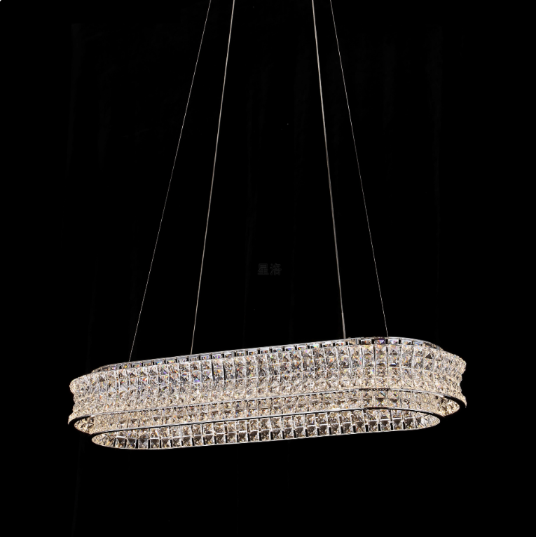 LED Chandelier LLC130/1CH, Crystal and Metal, 31W, 1 Circle, Dimmable, Adjustable Height, Cold/Warm/Neutral Light, Luxurious Lighting
