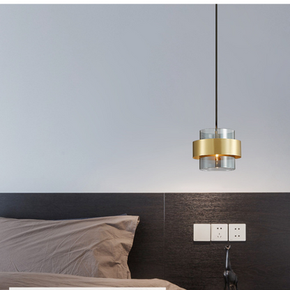 Suspended Chandelier LC855/1GY, 1XE27, Adjustable Height, Glass and Metal