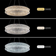LED Chandelier LLC130/1CH, Crystal and Metal, 31W, 1 Circle, Dimmable, Adjustable Height, Cold/Warm/Neutral Light, Luxurious Lighting